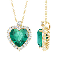 Lab Created 12 MM Emerald Moissanite Heart Pendant Necklace