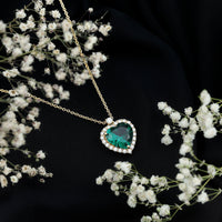 Lab Created 12 MM Emerald Moissanite Heart Pendant Necklace