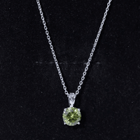 Certified 2.25 Carat Lab Grown Green Sapphire Solitaire Locket with Silver Chain