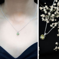 Certified 2.25 Carat Lab Grown Green Sapphire Solitaire Locket with Silver Chain