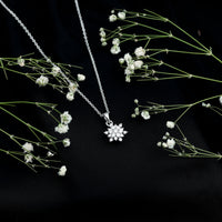 Certified Round Cut Moissanite Snowflakes Necklace for Women