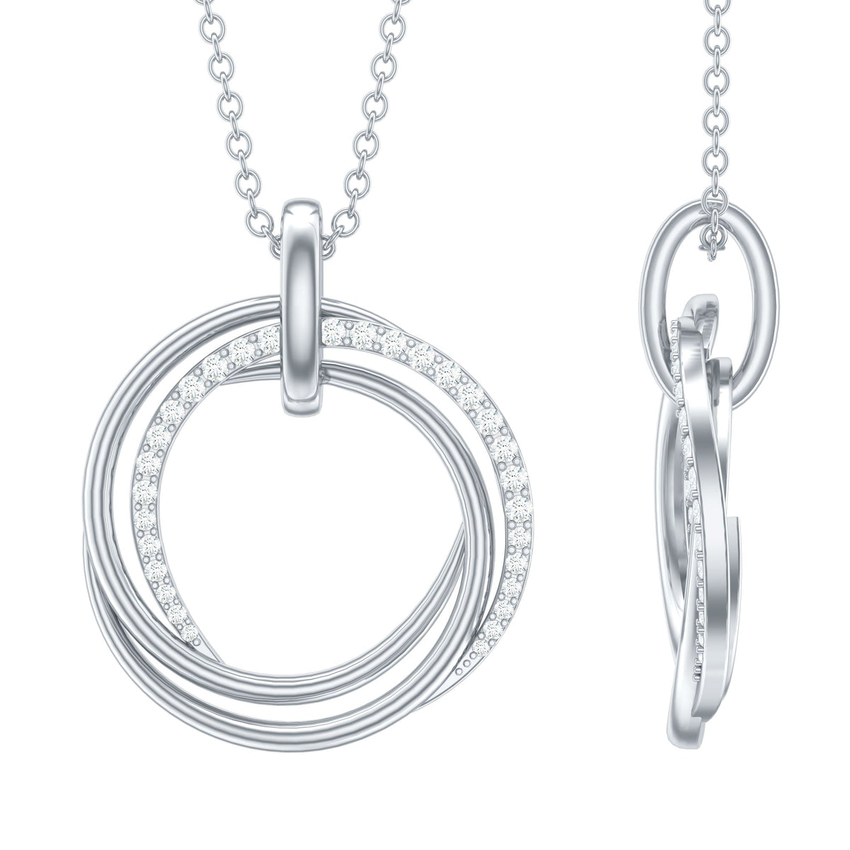 Rosec Jewels Certified Diamond Eternity Circle Pendant necklace for women, featuring sparkling diamond design on a elegant chain
