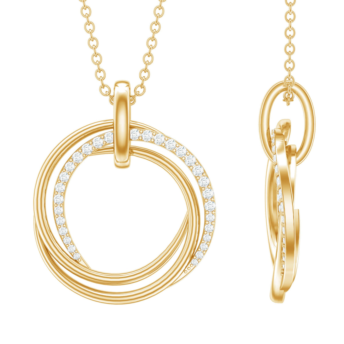 Certified diamond eternity circle pendant necklace for women by Rosec Jewels with sparkling diamond accents.