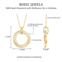 Certified diamond eternity circle pendant necklace for women by Rosec Jewels, featuring a sparkling diamond-studded circular design.