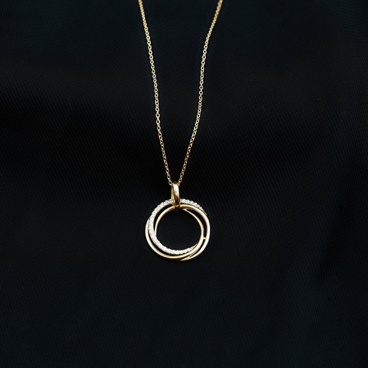 Rosec Jewels certified diamond eternity circle pendant necklace for women, featuring sparkling diamond accents on a delicate chain.