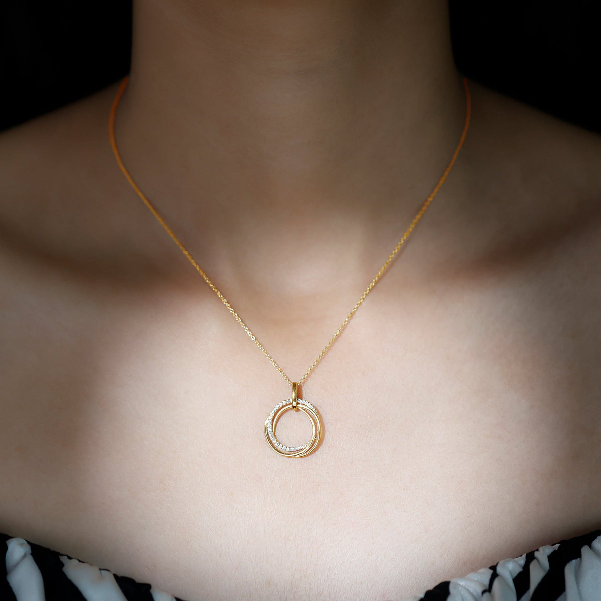 Rosec Jewels certified diamond eternity circle pendant necklace for women, featuring sparkling diamond accents and a delicate chain.