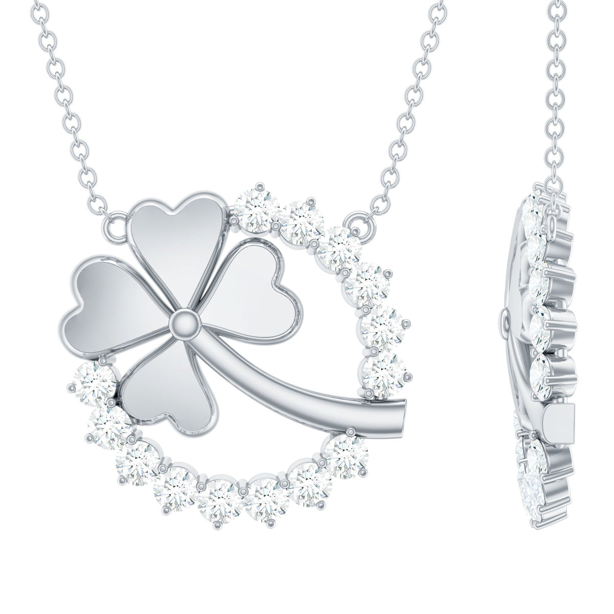 Certified Diamond Lucky 4 Leaf Necklace