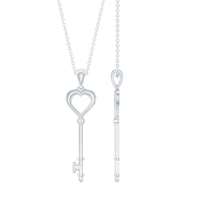Diamond Heart Key Pendant Necklace For Women