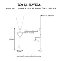 Diamond Heart Key Pendant Necklace For Women