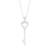 Diamond Heart Key Pendant Necklace For Women