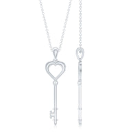 Diamond Heart Key Pendant Necklace For Women