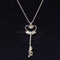 Diamond Key Necklace with Angel Wings