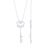 Diamond Key Necklace with Angel Wings