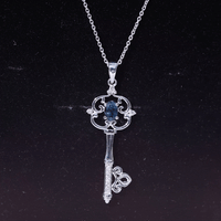 London Blue Topaz and Diamond Vintage Key Necklace