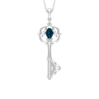 London Blue Topaz and Diamond Vintage Key Necklace