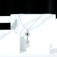 London Blue Topaz and Diamond Vintage Key Necklace