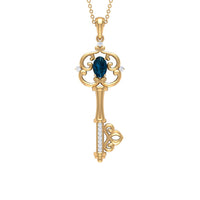 London Blue Topaz and Diamond Vintage Key Necklace