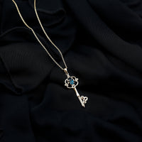 London Blue Topaz and Diamond Vintage Key Necklace