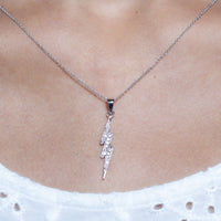Natural Diamond Lightning Bolt Necklace for Her