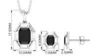 2 CT Art Deco Black Onyx and Moissanite Pendant Earrings Set