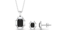 2 CT Art Deco Black Onyx and Moissanite Pendant Earrings Set