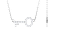 Natural Diamond Sideways Key Necklace