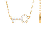 Natural Diamond Sideways Key Necklace
