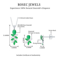Nature Inspired Emerald and Diamond Dangle jewelry Set