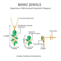 Nature Inspired Emerald and Diamond Dangle jewelry Set