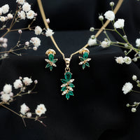 Nature Inspired Emerald and Diamond Dangle jewelry Set