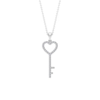 Simple Cubic Zirconia Heart Key Necklace