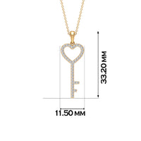Simple Cubic Zirconia Heart Key Necklace