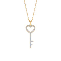 Simple Cubic Zirconia Heart Key Necklace