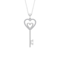 Twin Heart Key Necklace with Cubic Zirconia