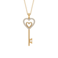 Twin Heart Key Necklace with Cubic Zirconia