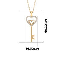 Twin Heart Key Necklace with Cubic Zirconia