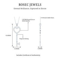 Open Heart Key Pendant with Zircon