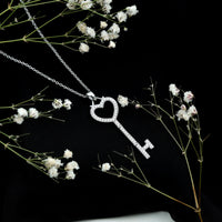 Open Heart Key Pendant with Zircon