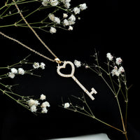 Open Heart Key Pendant with Zircon