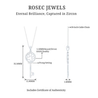 Certified Cubic Zirconia Key Pendant Necklace with Paw Motif