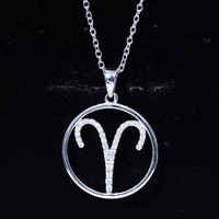 Certified Moissanite Aries Zodiac Sign Pendant Necklace