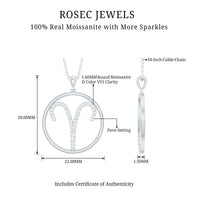 Certified Moissanite Aries Zodiac Sign Pendant Necklace