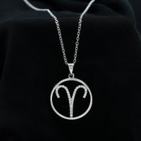Certified Moissanite Aries Zodiac Sign Pendant Necklace