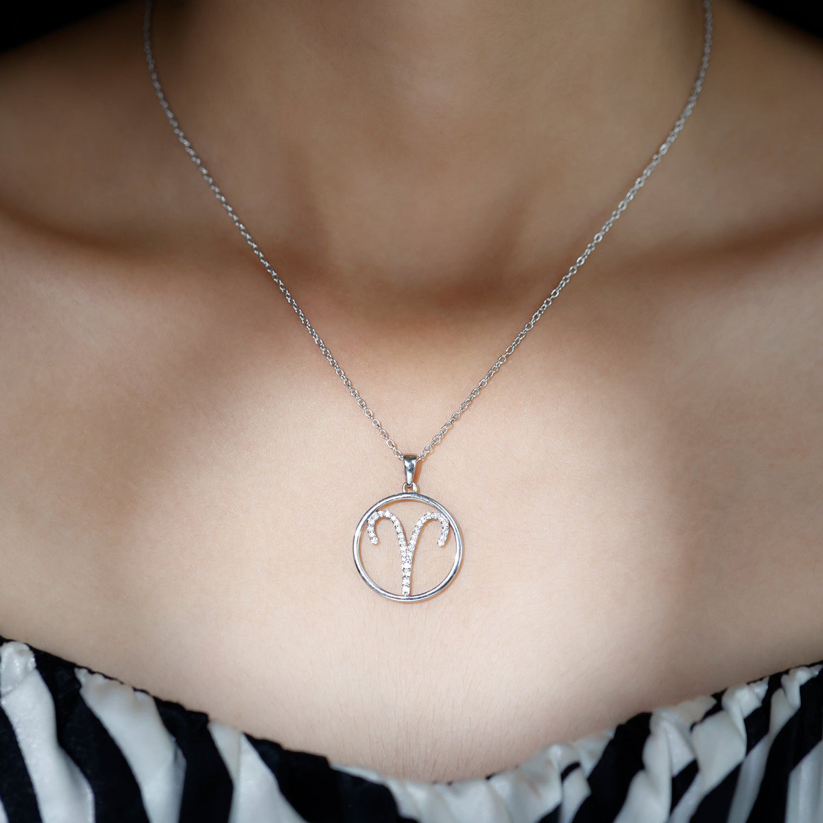 Certified Moissanite Aries Zodiac Sign Pendant Necklace