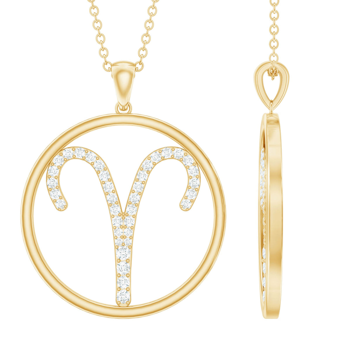 Certified Moissanite Aries Zodiac Sign Pendant Necklace