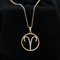 Certified Moissanite Aries Zodiac Sign Pendant Necklace