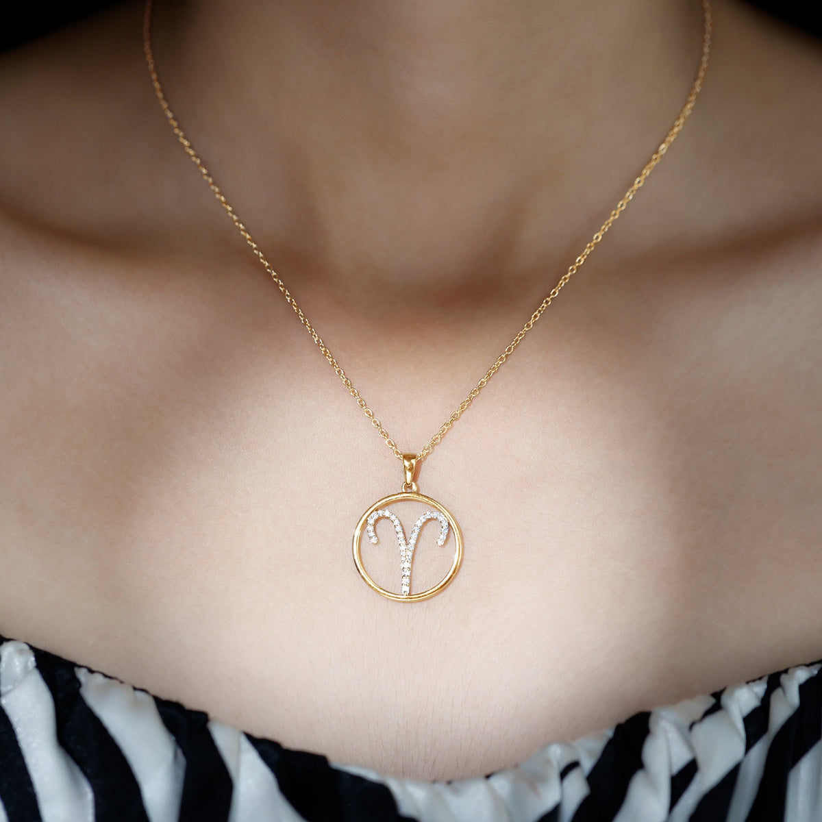 Certified Moissanite Aries Zodiac Sign Pendant Necklace