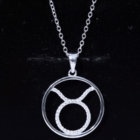 Certified Moissanite Taurus Zodiac Sign Pendant Necklace