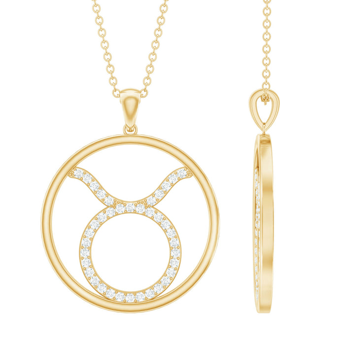 Rosec Jewels Certified Moissanite Taurus zodiac pendant necklace with a star-shaped pendant and zodiac symbol design.