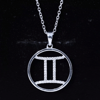 Certified Moissanite Gemini Zodiac Sign Pendant Necklace
